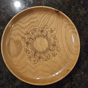 Elegant Brown Wooden Plate with Intricate Design